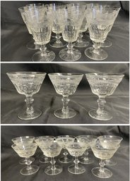 COLLECTION OF VTG CLEAR CUT CRYSTAL FACETED GLASSES