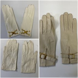 VTG 3 PC COLLECTION OF IVORY LEATHER GLOVES