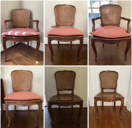 6 PC SET OF ANTIQUE FRENCH COUNTRY STYLE DOUBLE CANE BACK CHAIRS