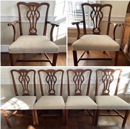 6 PC SET OF MAHOGANY STRAIGHT LEG CHIPPENDALE DINING CHAIRS