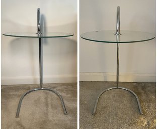 PR OF VINTAGE GLASS / CHROME IKEA SIDE TABLES