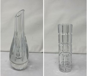 PR OF SIGNED CUT CRYSTAL BUD VASES BY BACCARAT AND CESKA