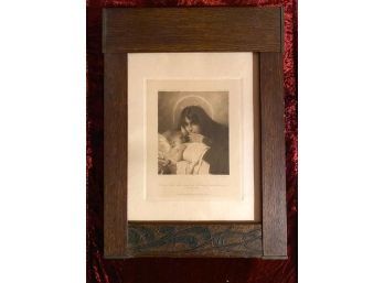 ANTIQUE GERMAN 1896 FRANZ HANFSTAENGL PRINT 'MOTHER MARY WITH BABY JESUS'