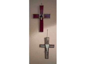 RED AND WHITE CROSS, STAINED GLASS ART BY JUAN FIGUEREDO