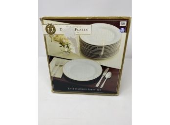 2 BOXES OF 12 PIECE GOLD BANDED DINNER PLATES