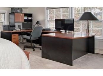 Three Piece Sectional Office Desk With Hutch
