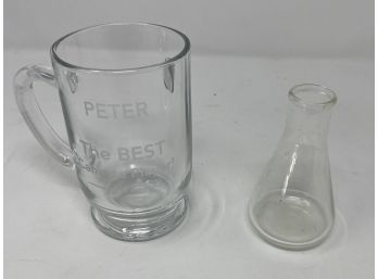 PINT GLASS AND FLASK