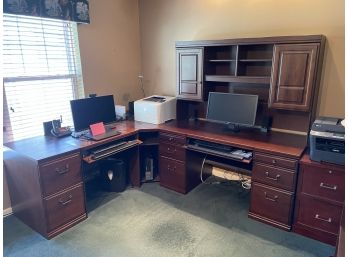 Complete Home Office Sectional Work Desk With Hutch & File Storage