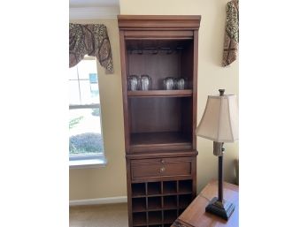 Wood Wine Cabinet With Stemmed Glass Rack And 24 Cubby Shelves