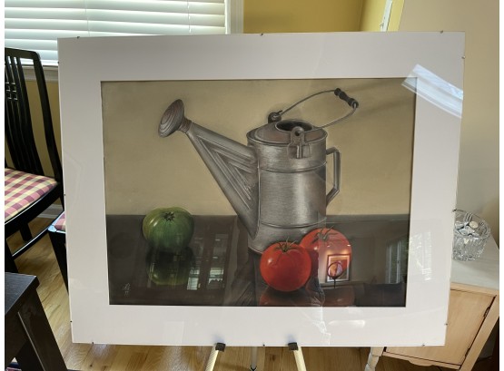 ORIGINAL ART BY BRUCE WITHERS 'GREEN PEPPER, PR OF RED TOMATOES AND WATERING JUG'