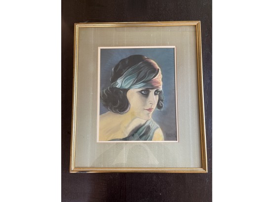 GOLD FRAMED PORTRAIT OF YOUNG 1920'S WOMAN BY AB APEL JR