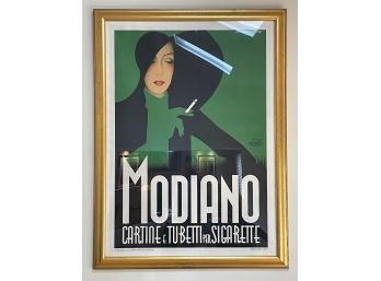 FRAMED 'MODIANO CARTINE E TUBETTI PER SIGARETTE' ORIGINAL POSTER BY FRANZ LENHART, 1935