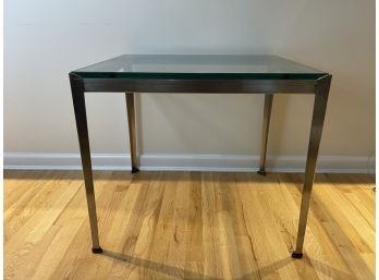 STAINLESS STEEL AND GLASS TOP SIDE TABLE