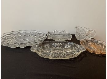 VINTAGE COLLECTION OF ASSORTED CRYSTAL AND GLASS SERVERS