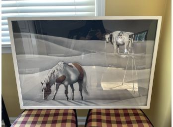 ORIGINAL ART BY BRUCE WITHERS 'PINTO HORSE AND COW'