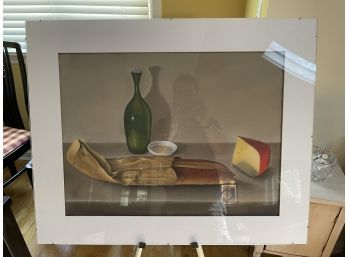 ORIGINAL ART BY BRUCE WITHERS 'BAGUETTE, CHEESE AND GREEN CARAFE'