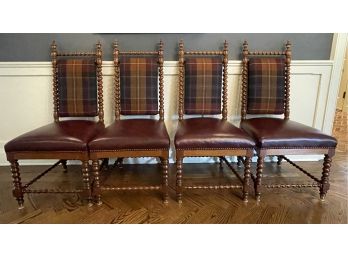 SET OF 4 ANTIQUE JACOBEAN STYLE SIDE CHAIRS