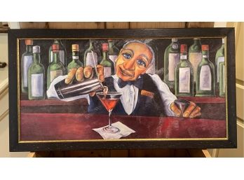 FRAMED OIL PAINTING 'JACK THE BARTENDER' BY WILL RAFUSE