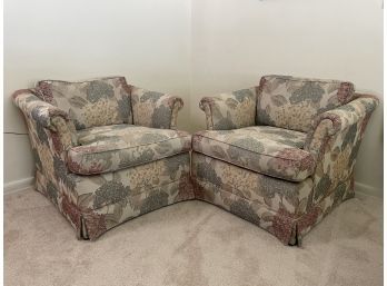 PR OF FLORAL UPHOLSTERED ETHAN ALLEN ARM CHAIRS