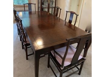 MICHAEL TAYLOR CHINOISERIE STYLE DINING TABLE AND 6 CHAIRS FOR BAKER FURNITURE