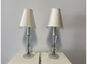 Pair Of Antique Czech Crystal Table Lamps