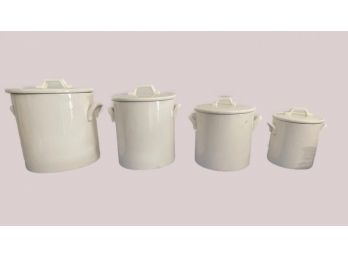 Set Of 4 Ceramic Jars With Lid
