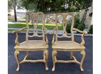 Pair Of Vintage Arm Chairs With Cane Seats