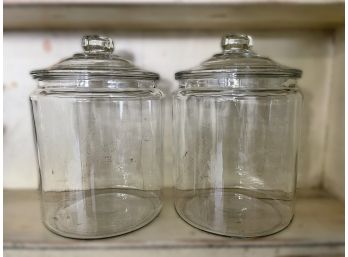 Pair Of Large Glass Jars With Lids