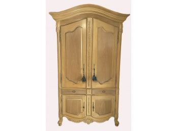 Vintage Carved Wood Armoire By Baker Furniture