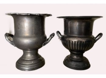 Pair Of Vintage Silver Plated Urns