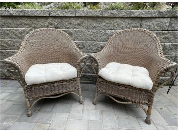 Vintage Pair Of Wicker Arm Chairs