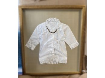 Framed Antique Hand Made Cotton Lace Blouse