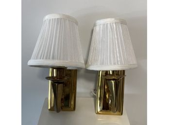 Pair Of Brass Wall Sconces From Lightolier Lighting Co