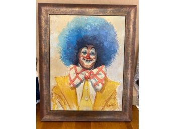 Signed Oil On Canvas 'Smiling Clown' By E. Santipadri