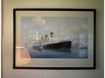 Framed Poster Of RMS Queen Mary By Stephen J. Card