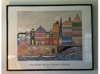 Framed Poster Of Emil White's 'Budapest' In The Henry Miller Memorial Library