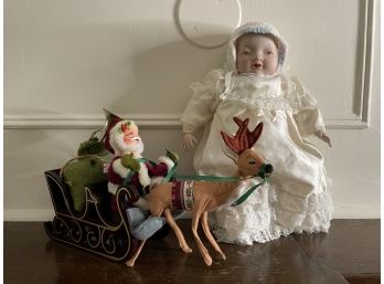 Santa Plush & Porcelain Doll