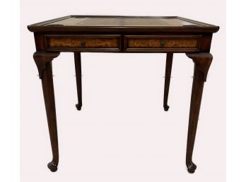 Theodore Alexander Burlwood Game Table With Leather Checkerboard Top