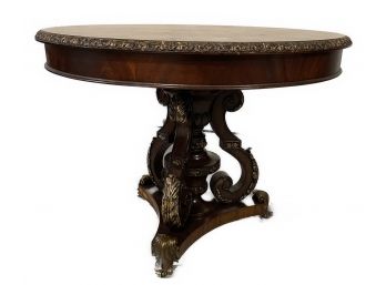 Brass Footed Hand Carved Maitland Smith Spiro Center Table