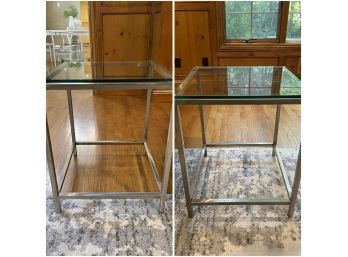 Pair Of Chrome And Glass Top Side Tables