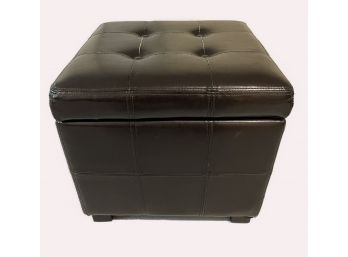 Tufted And Hinged Leather Storage Ottoman From Safavieh