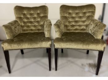 Pair Of  Madison Tufted Upholstered Arm Chairs