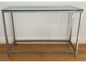 Vintage Chrome And Glass Console Table