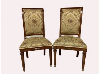 Pair Of Elegant Brass Footed Arm Chairs From Safavieh