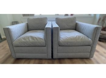 PAIR OF BLUE GRAY NORTON UPHOLSTERY ARMCHAIR (Set #1 Of 2)