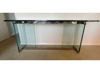 MCM Glass And Chrome Console Table