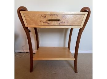 Burl Wood 1 Drawer Side Table