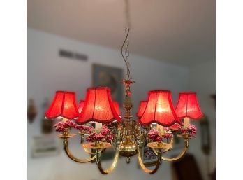 8 Light Candle Style Brass Chandelier