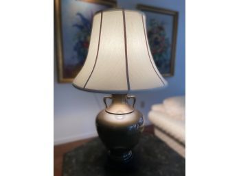 Brass Table Lamp On Wood Base