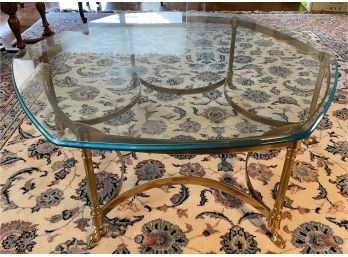 Labarge Hollywood Regency Brass, Glass Top Coffee Table